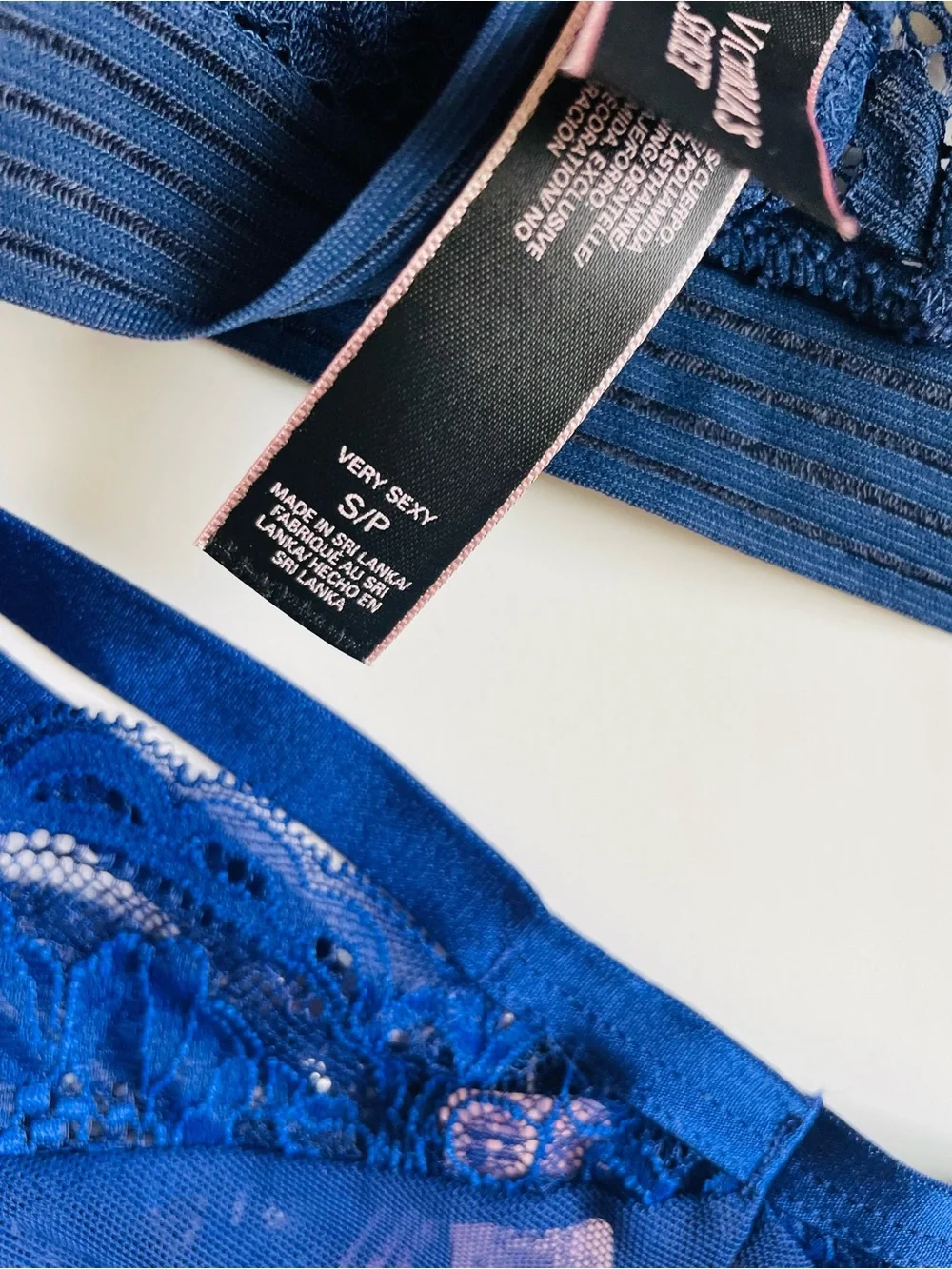 SMALL Victoria’s Secret navy blue bralette bra set cheeky panties